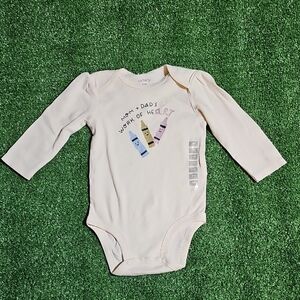 Carter's Cream Long Sleeve Bodysuit with Colorful Crayons